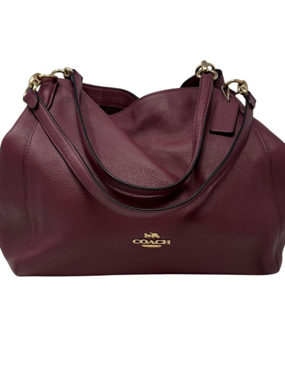 Coach Hallie Pebbled Leather Shoulder Bag Boysenberry 80268 Gold Hardware Purse